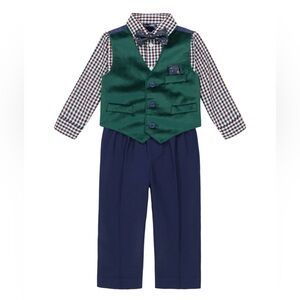 NWT Nautica Baby Boys 4PC Shirt Vest Bow Tie & Pant Set